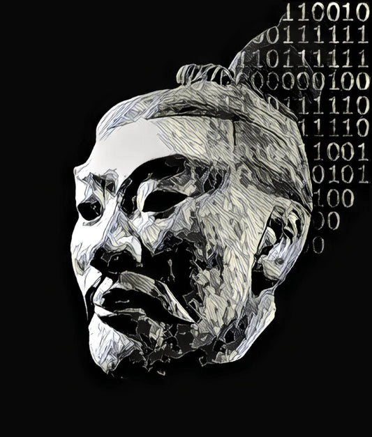 Art of a bust of a Chinese warrior